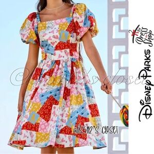 Disney Parks The Dress Shop Story Book Logo Patchwork Dress 1X — fits a 3X
